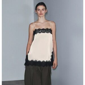 Zara satin effect lace top